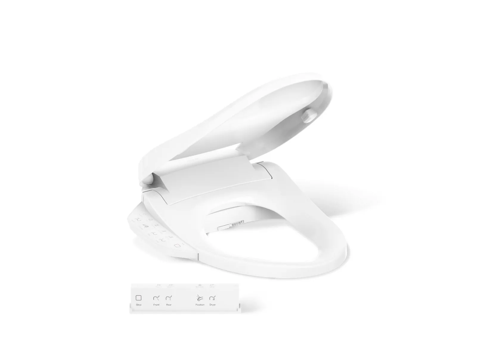 Elongated bidet toilet seat with remote control^Kohler Hot