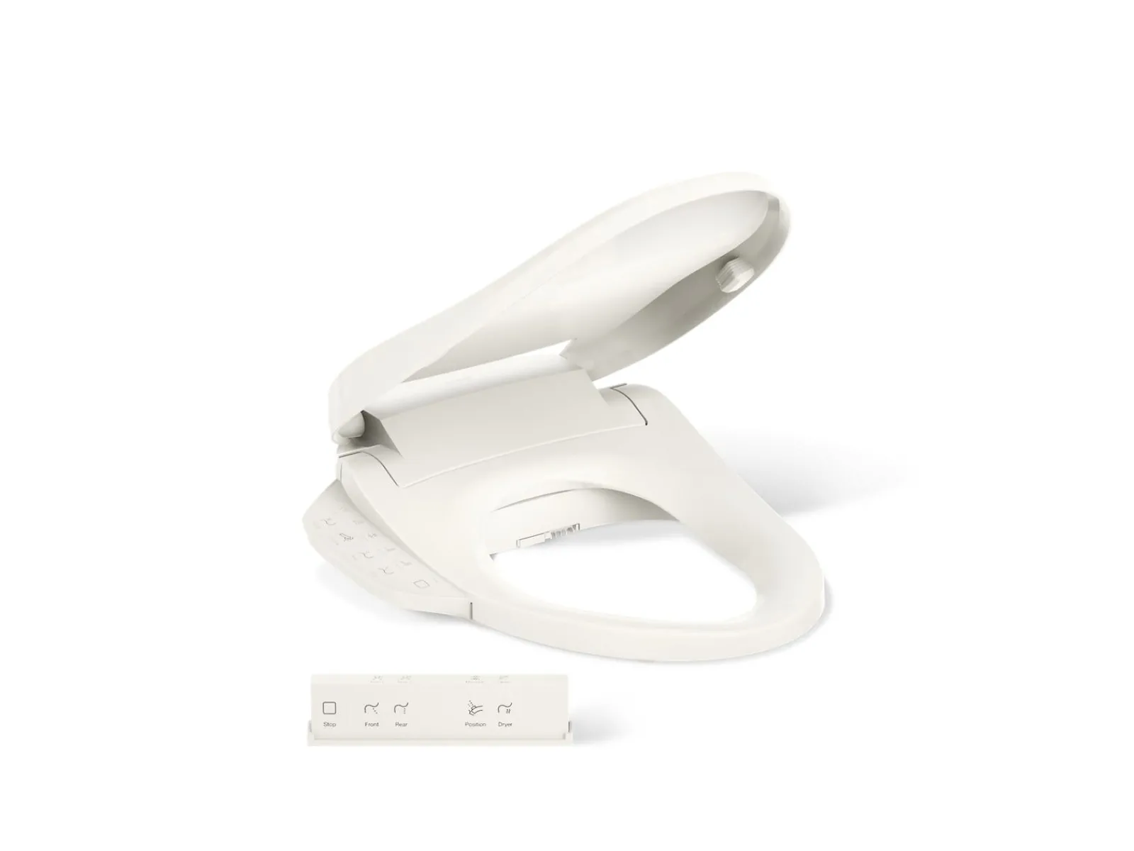 Elongated bidet toilet seat with remote control^Kohler Hot