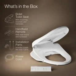 Elongated bidet toilet seat with remote control^Kohler Hot