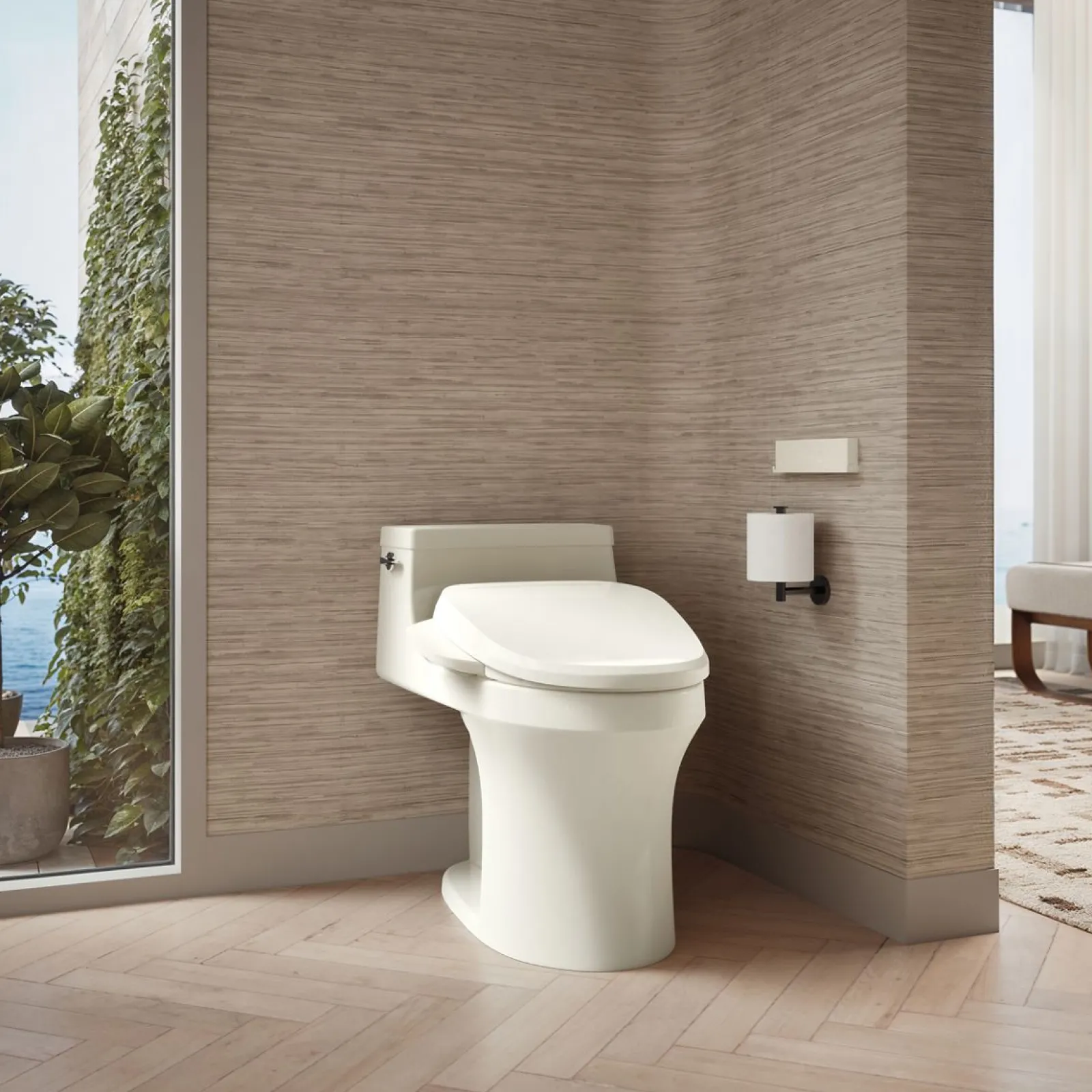 Elongated bidet toilet seat with remote control^Kohler Hot