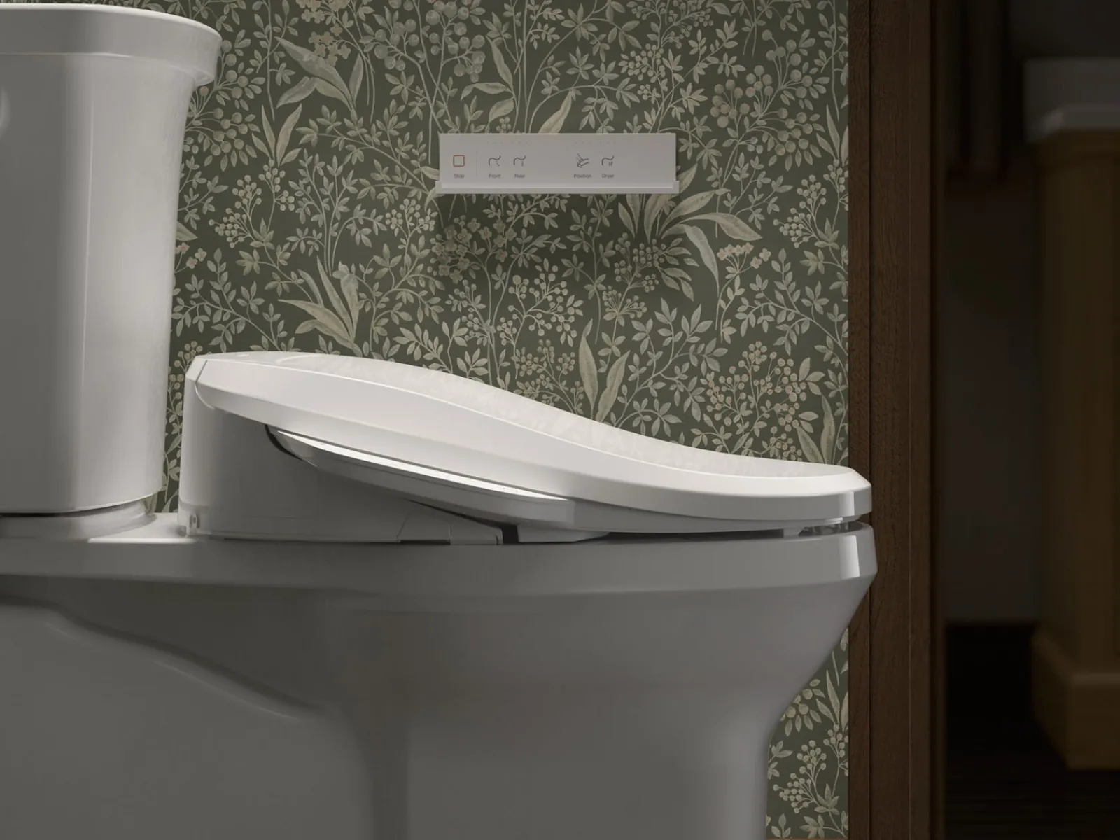 Elongated bidet toilet seat with remote control^Kohler Hot