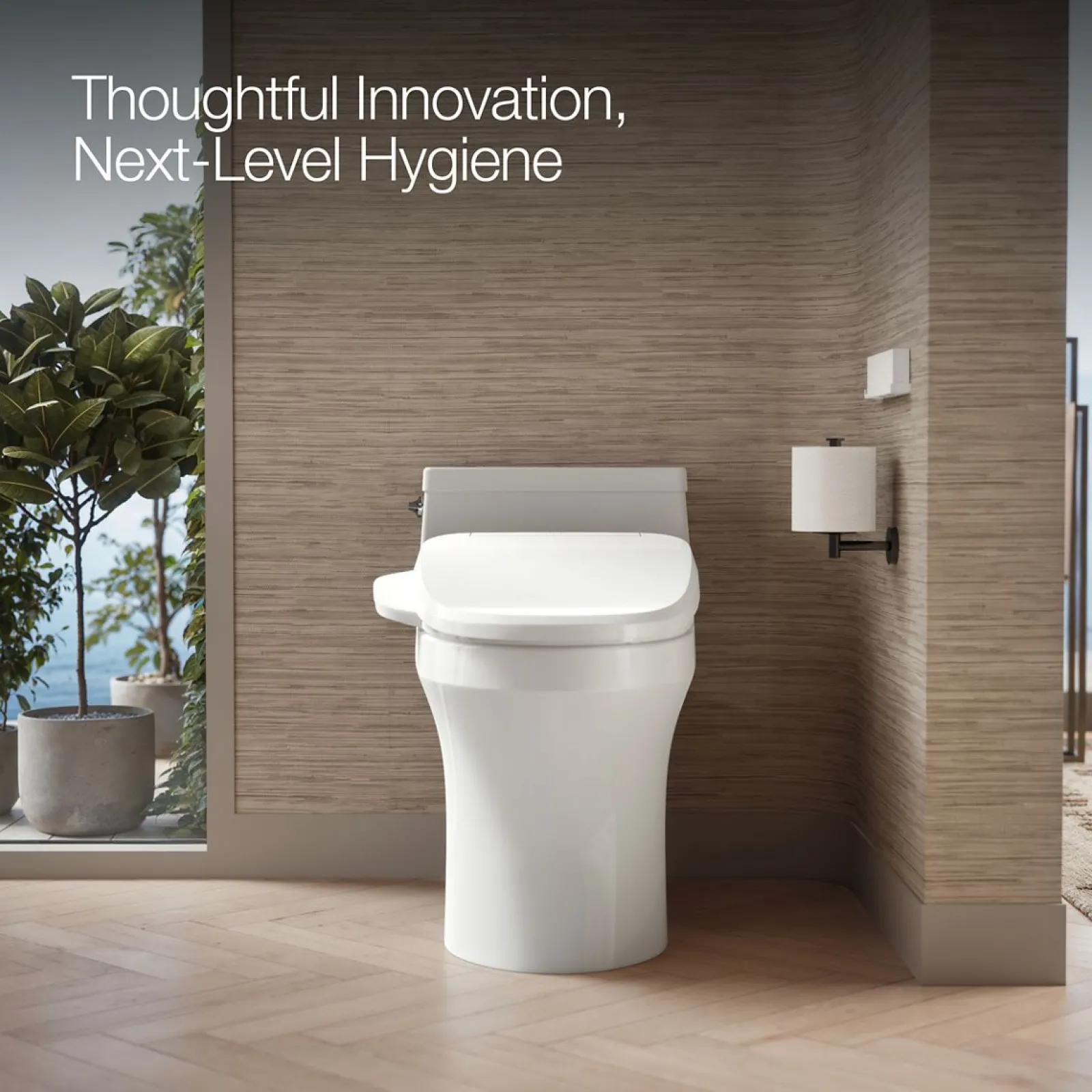 Elongated bidet toilet seat with remote control^Kohler Hot