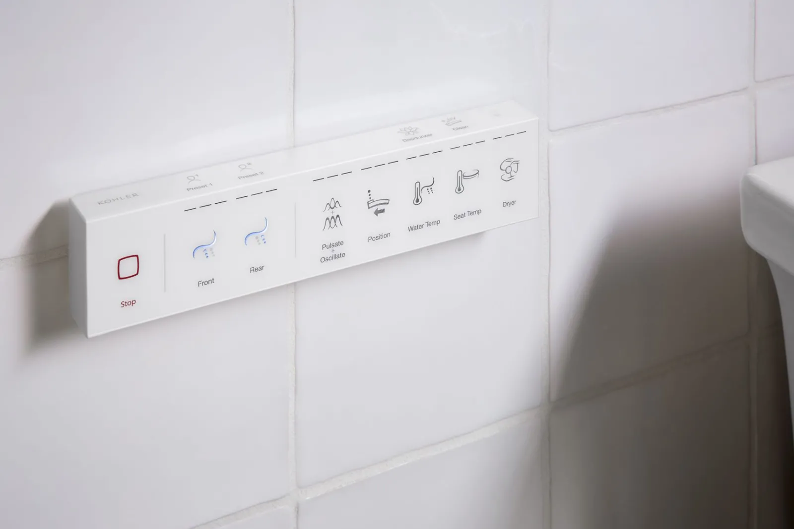 Elongated bidet toilet seat with remote control^Kohler Outlet