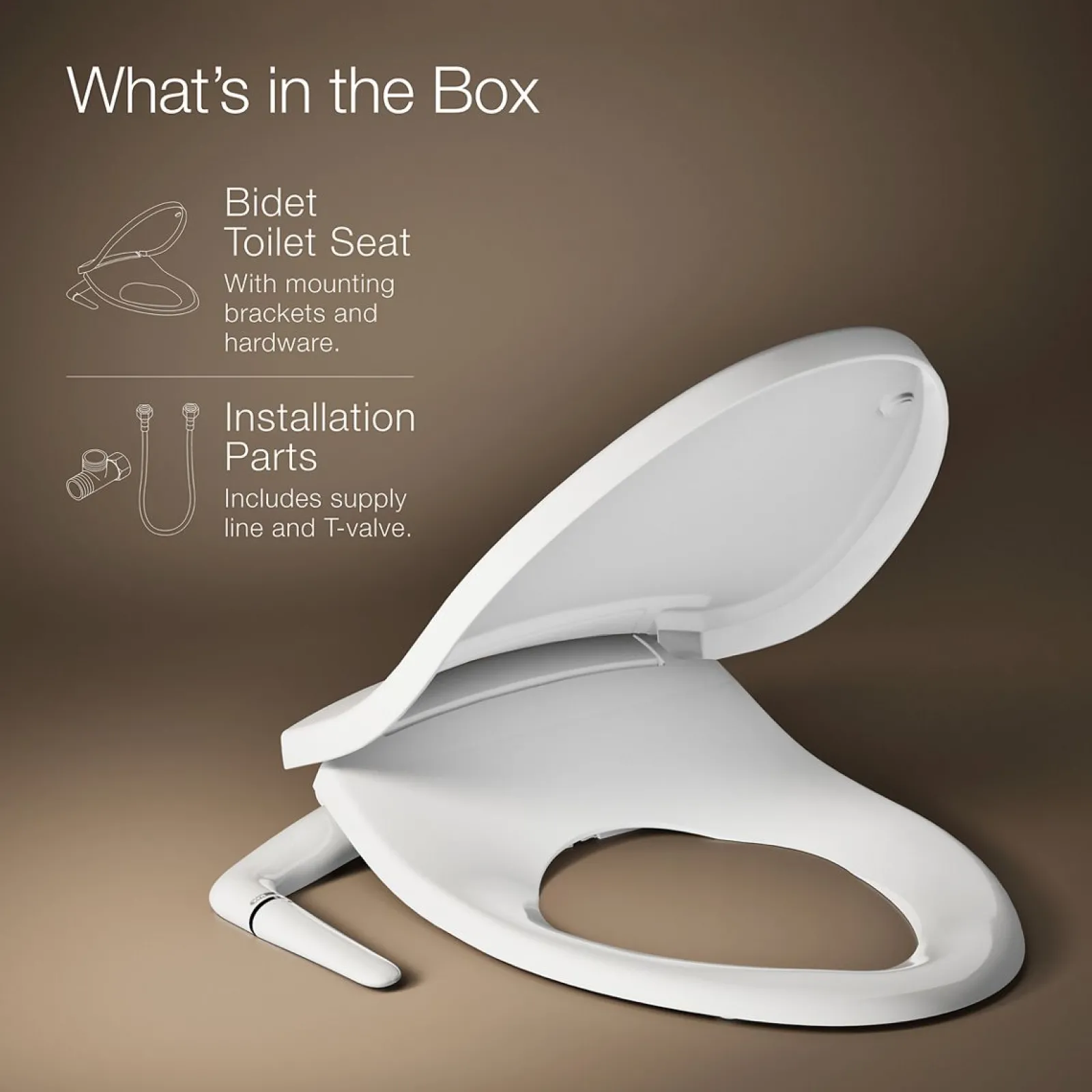 Elongated manual bidet toilet seat^Kohler New