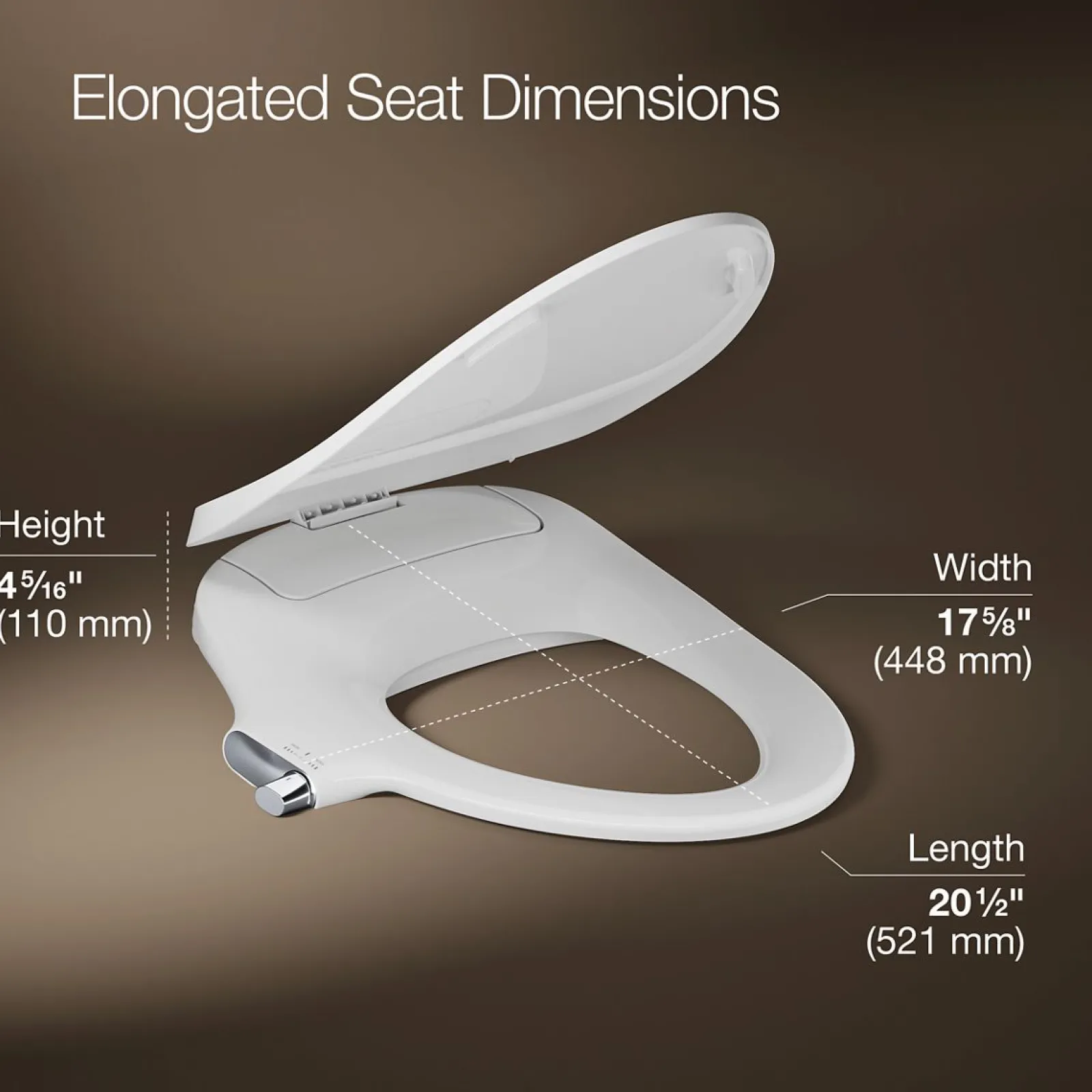 Elongated manual bidet toilet seat^Kohler