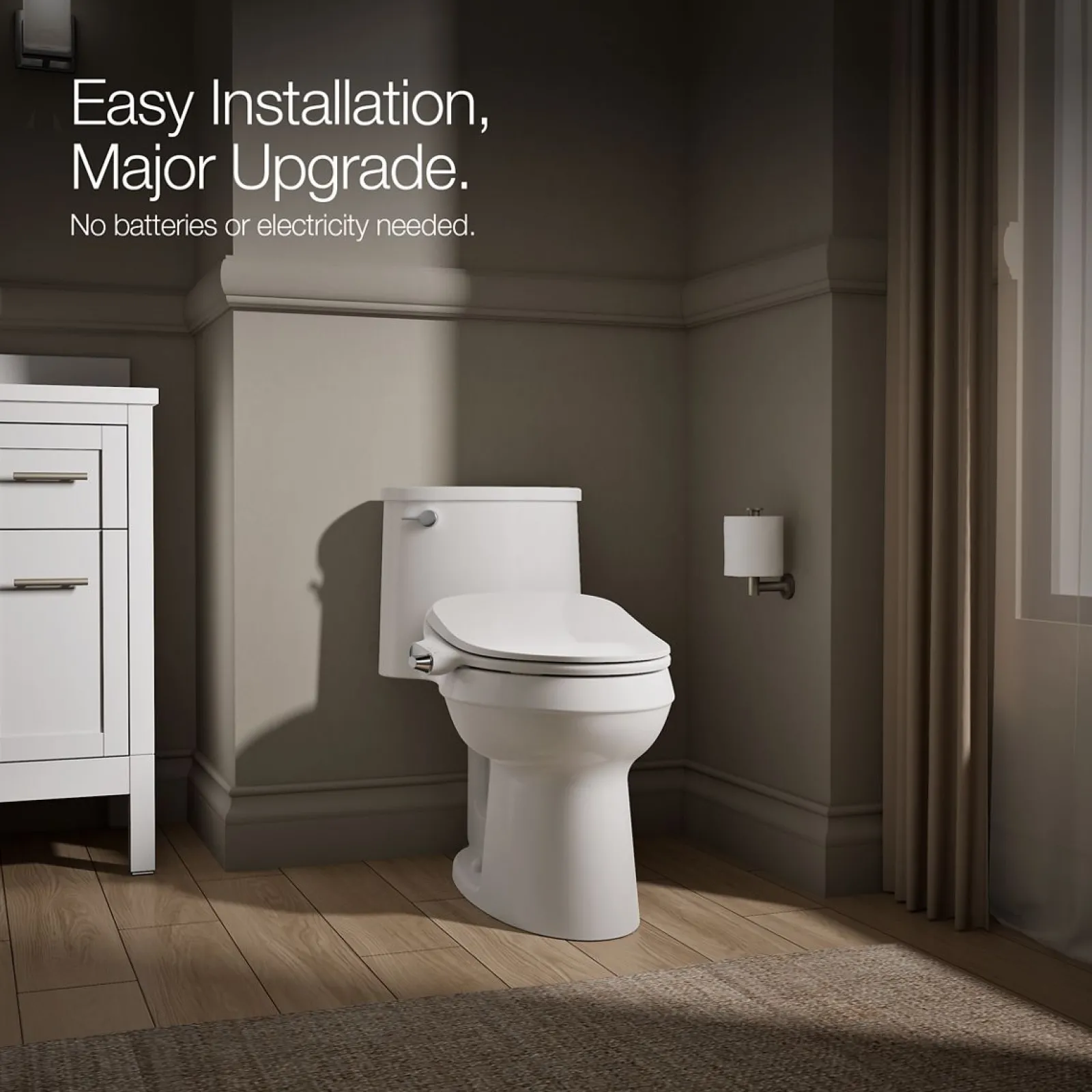 Elongated manual bidet toilet seat^Kohler