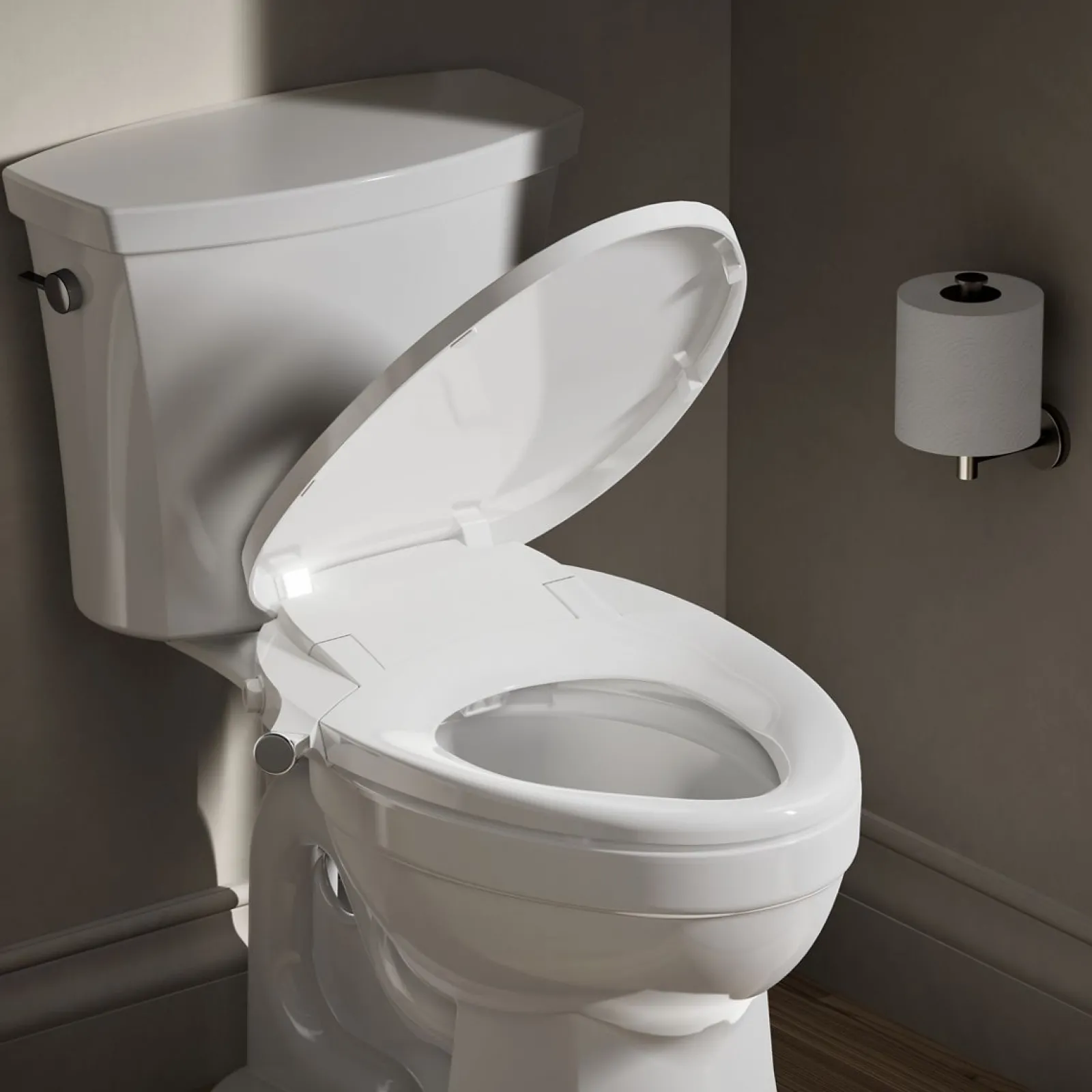 Elongated manual bidet toilet seat^Kohler
