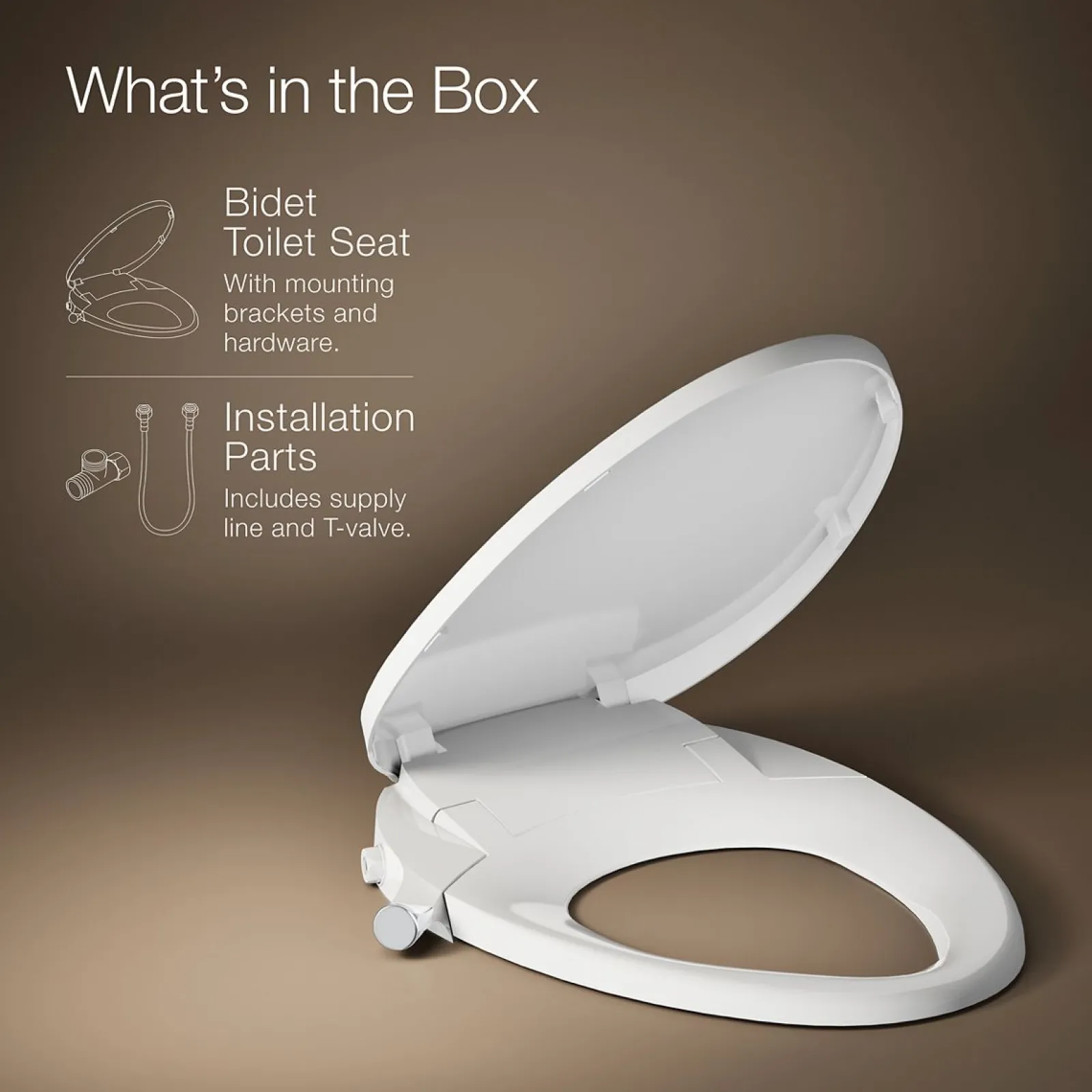Elongated manual bidet toilet seat^Kohler
