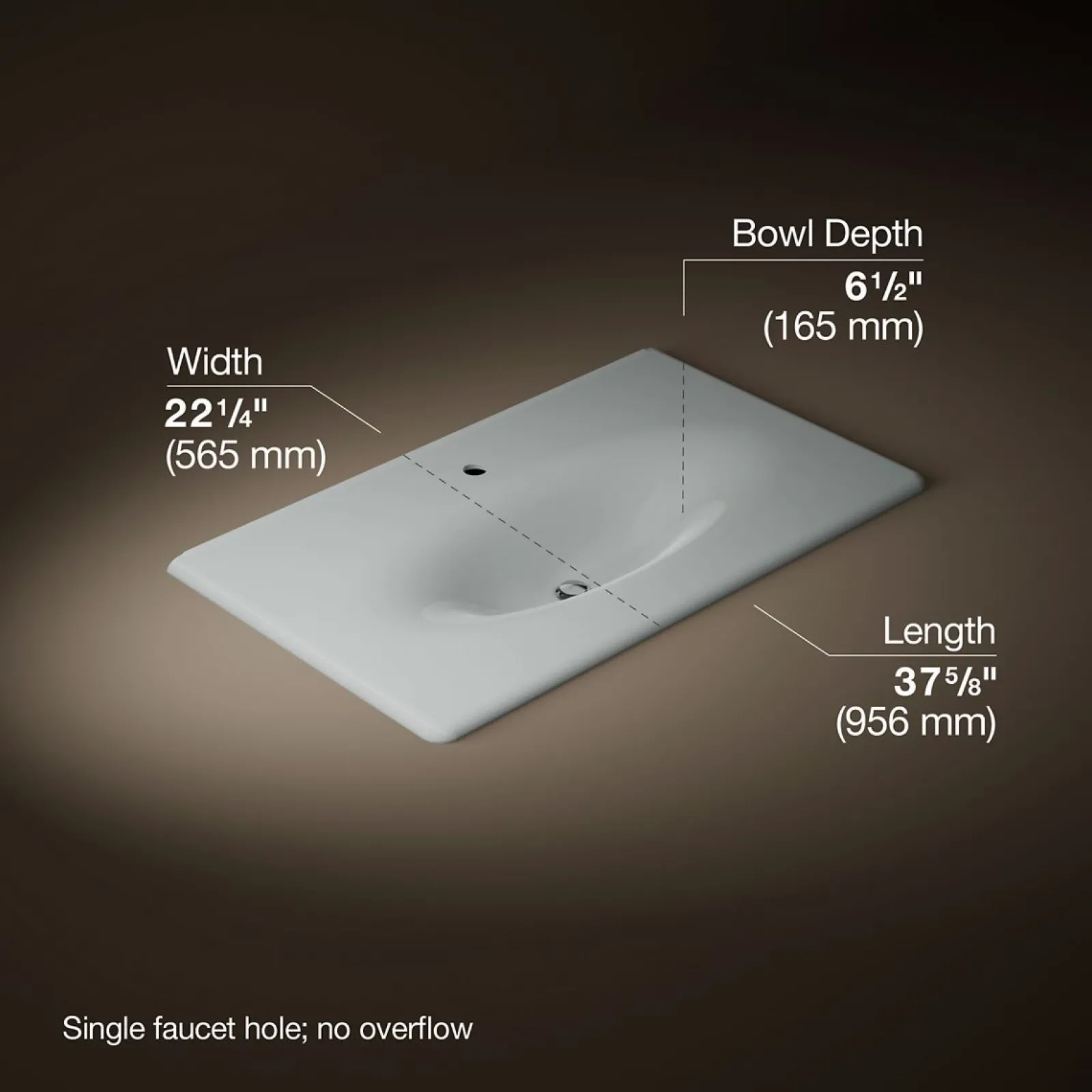 37" Enameled cast iron vanity top with integrated oval sink^Kohler Hot