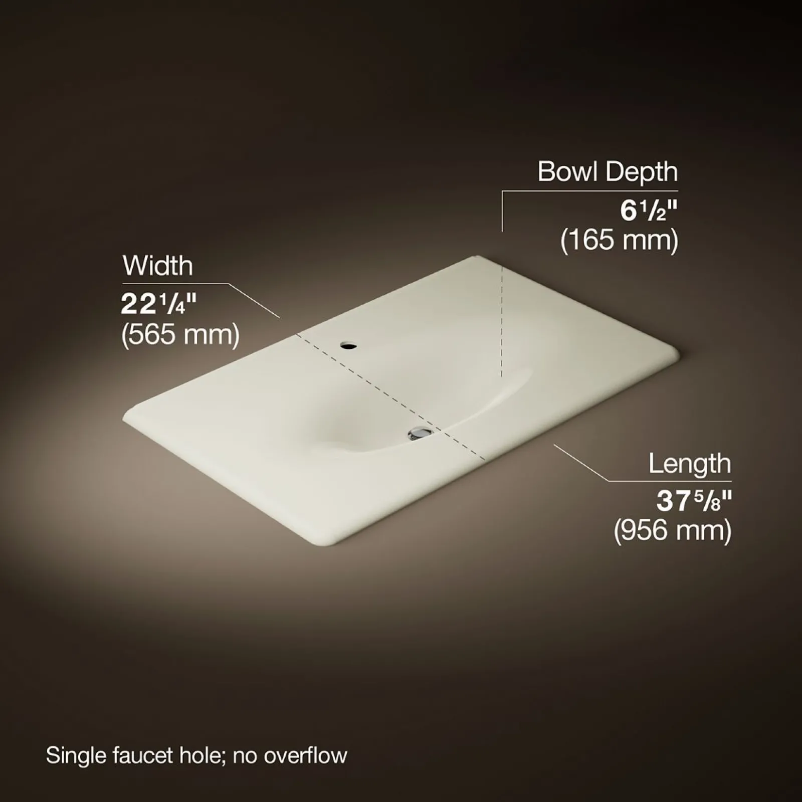 37" Enameled cast iron vanity top with integrated oval sink^Kohler Hot