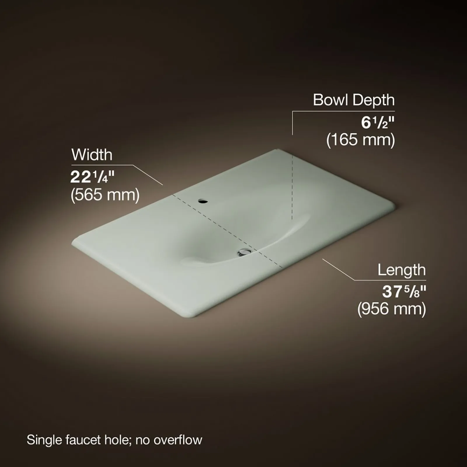 37" Enameled cast iron vanity top with integrated oval sink^Kohler Hot