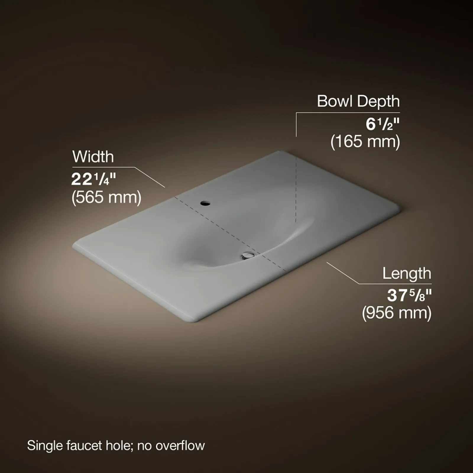 37" Enameled cast iron vanity top with integrated oval sink^Kohler Hot