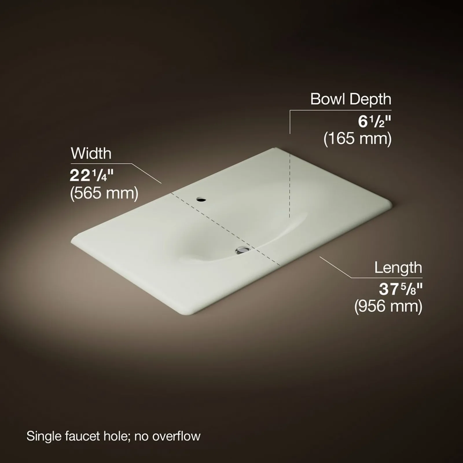 37" Enameled cast iron vanity top with integrated oval sink^Kohler Hot
