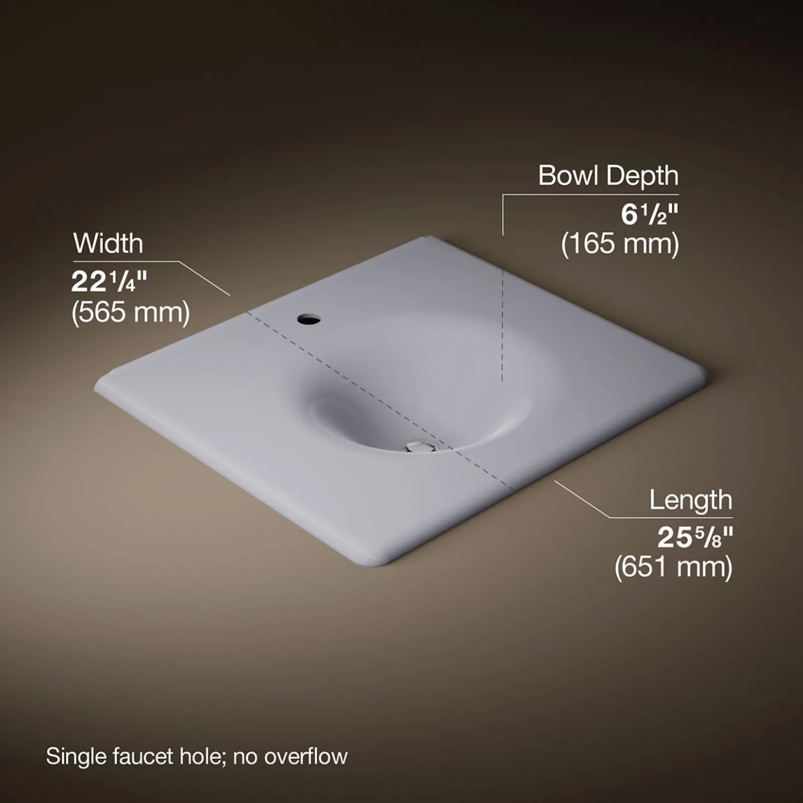 25" Enameled cast iron vanity top with integrated round sink^Kohler New
