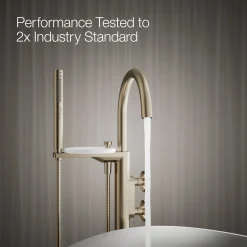 Floor-mount bath filler trim with industrial handles and handshower^Kohler Clearance