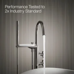 Floor-mount bath filler trim with industrial handles and handshower^Kohler Clearance