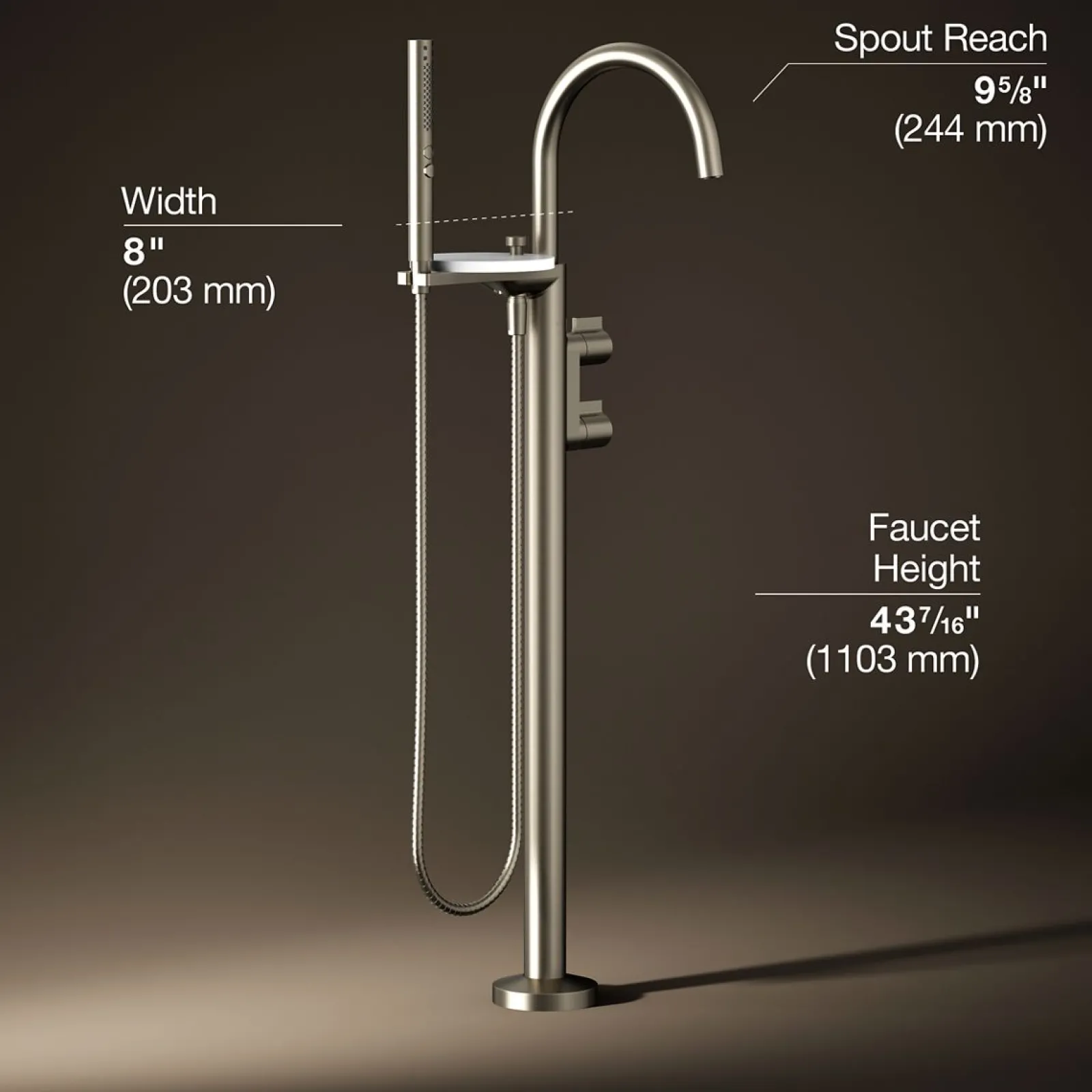 Floor-mount bath filler trim with lever handles and handshower^Kohler Sale