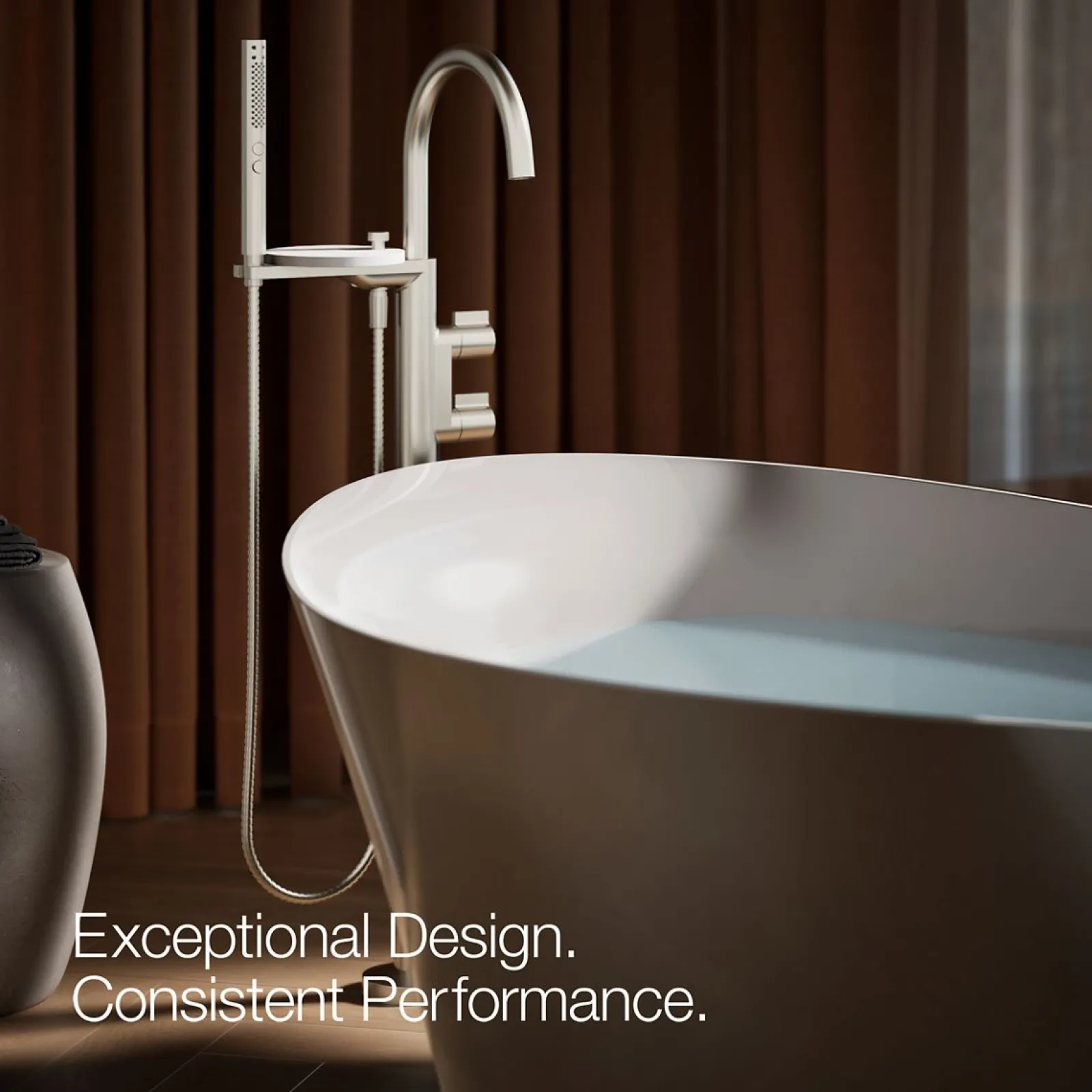 Floor-mount bath filler trim with lever handles and handshower^Kohler Sale