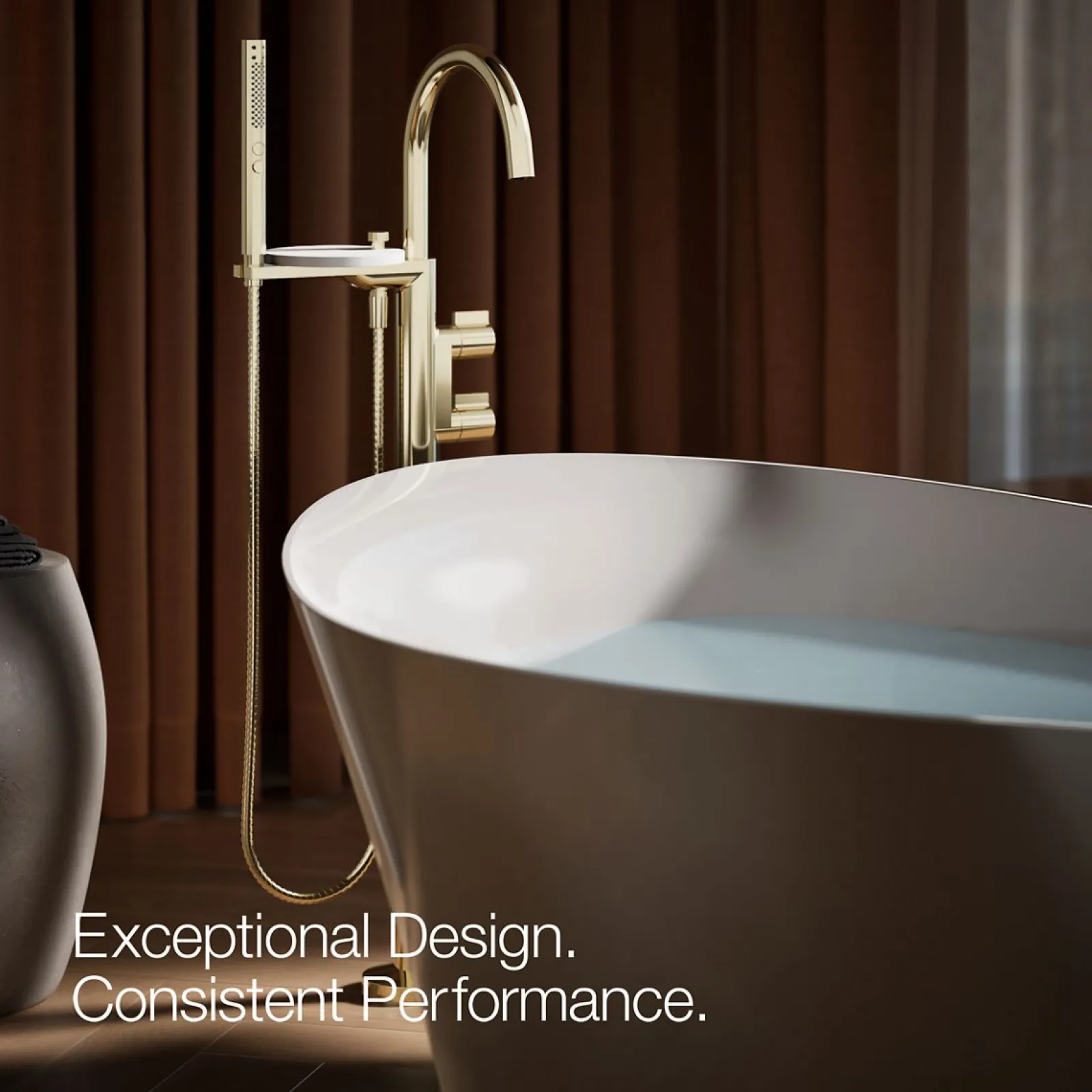 Floor-mount bath filler trim with lever handles and handshower^Kohler Sale