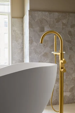 Floor-mount bath filler trim with lever handles and handshower^Kohler Sale