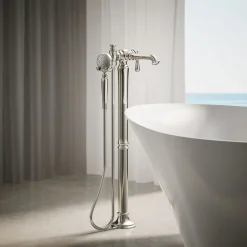 Floor-mount bath filler trim with handshower^Kohler Online