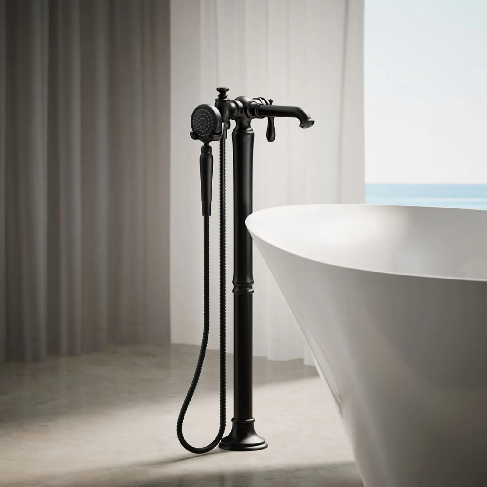 Floor-mount bath filler trim with handshower^Kohler Online