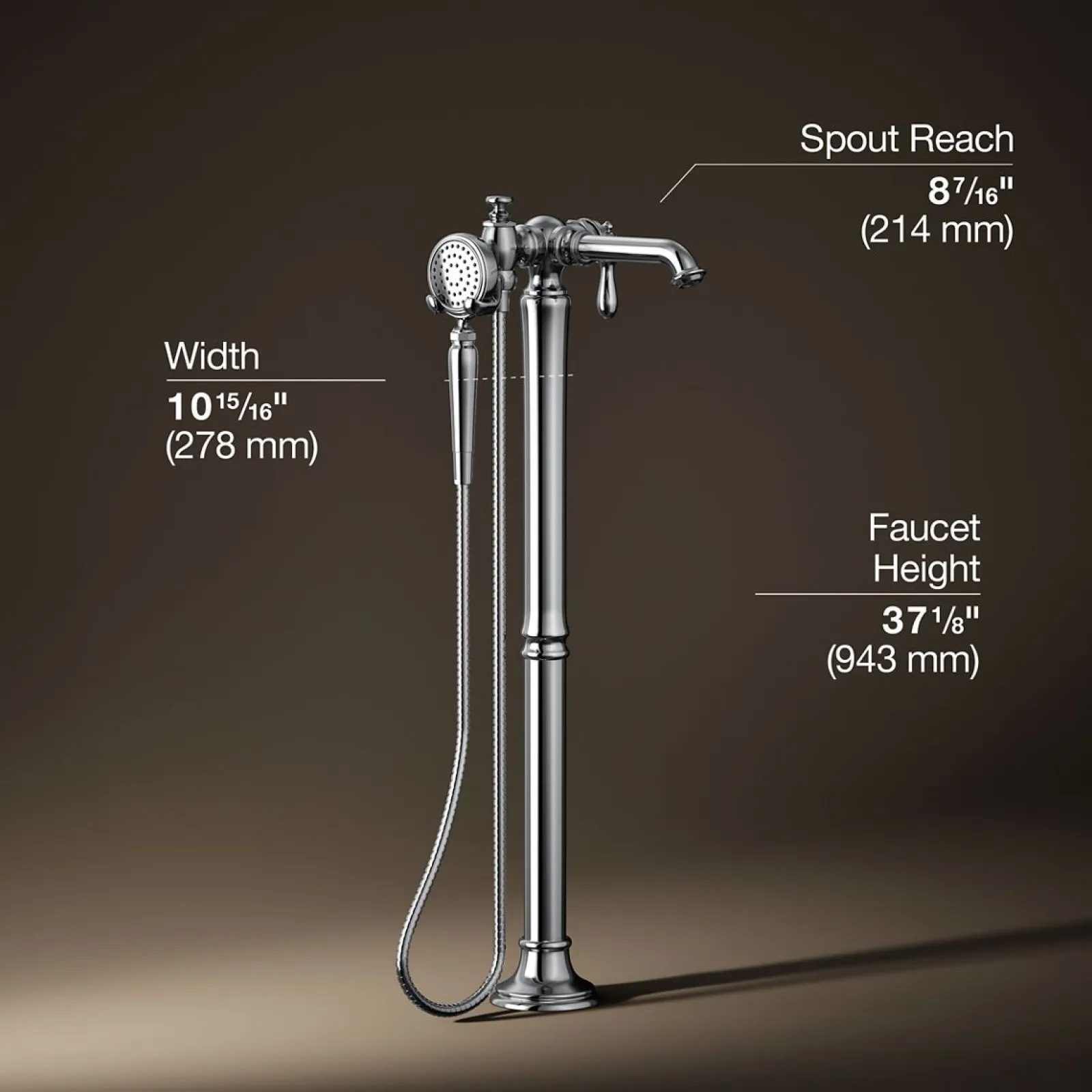 Floor-mount bath filler trim with handshower^Kohler Online