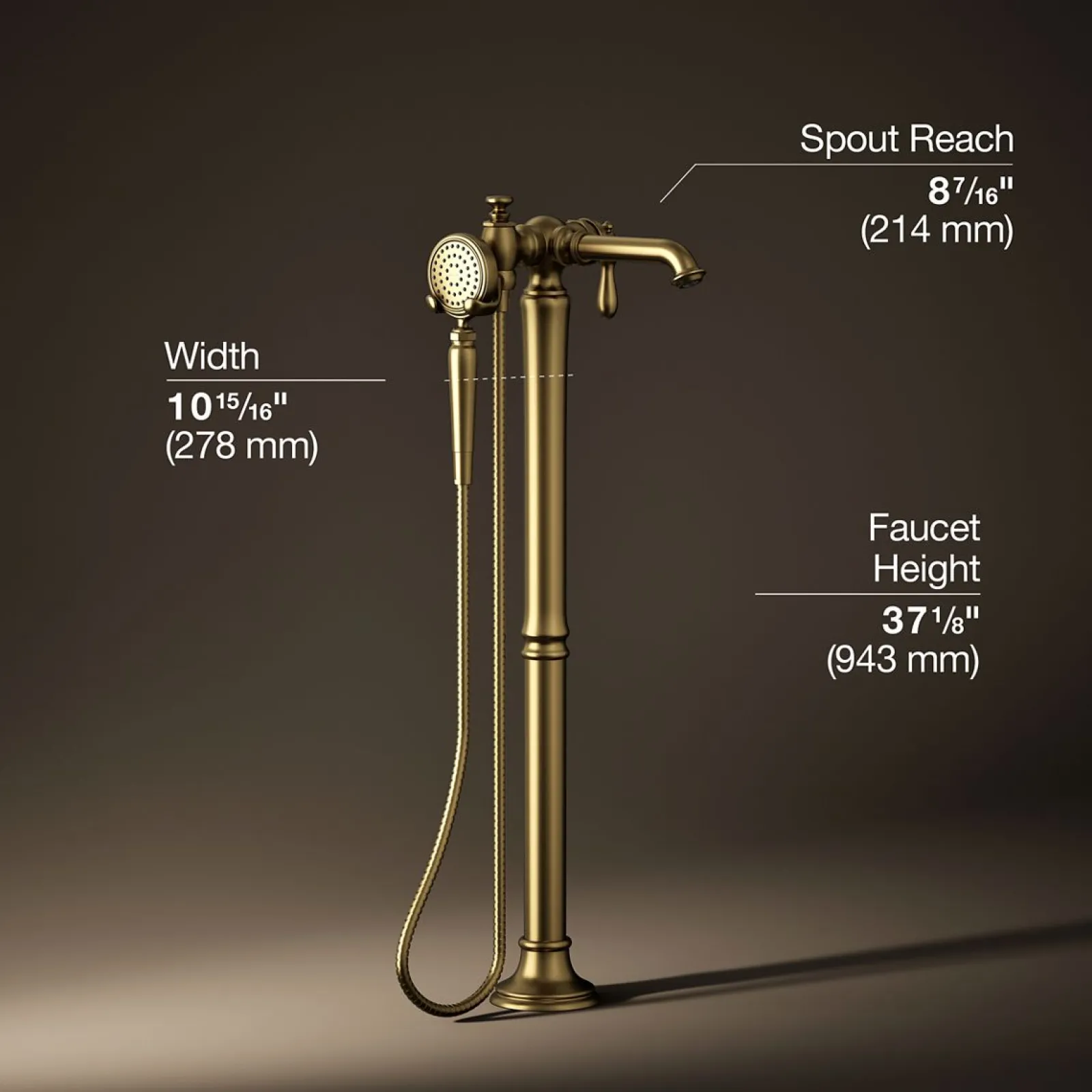 Floor-mount bath filler trim with handshower^Kohler Online