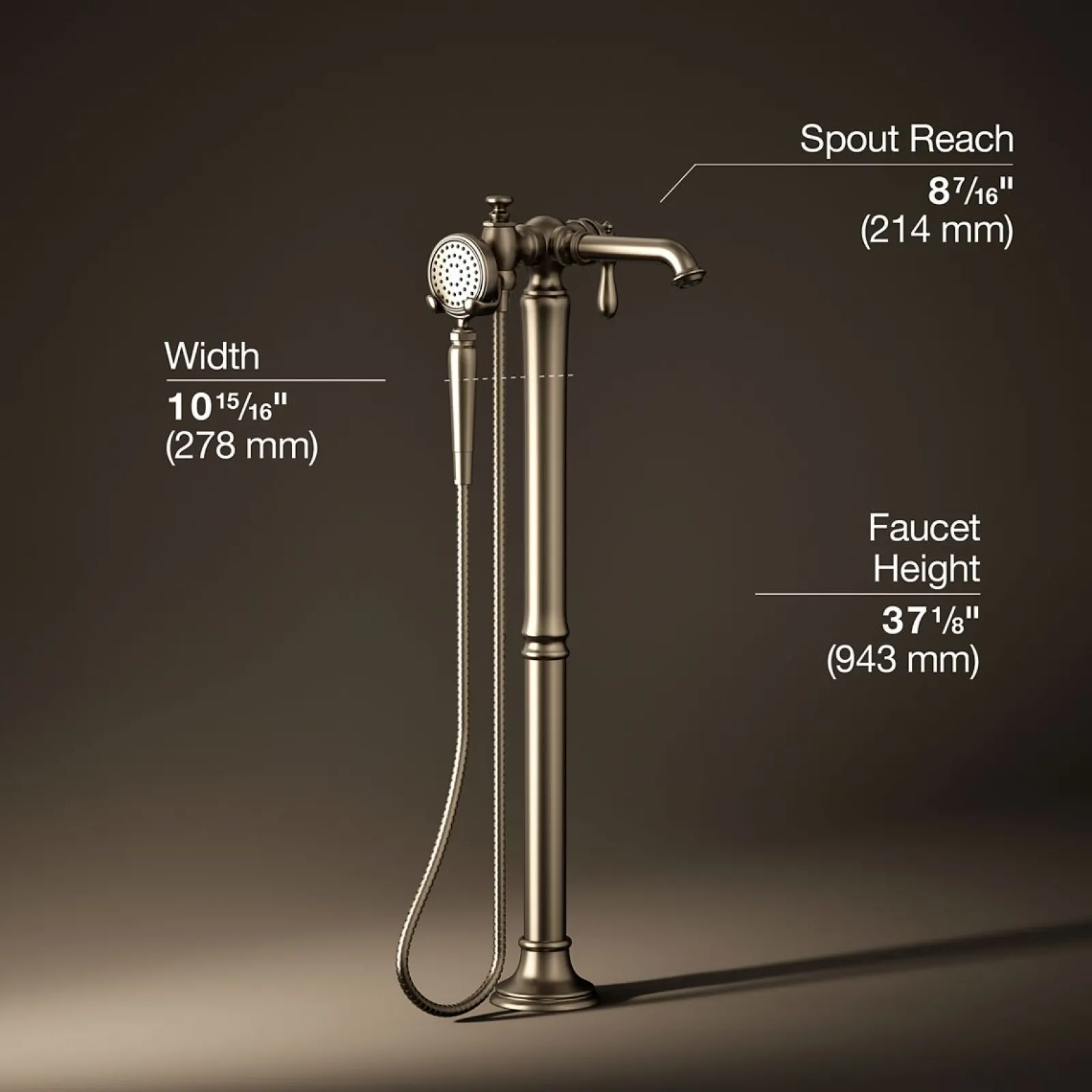 Floor-mount bath filler trim with handshower^Kohler Online