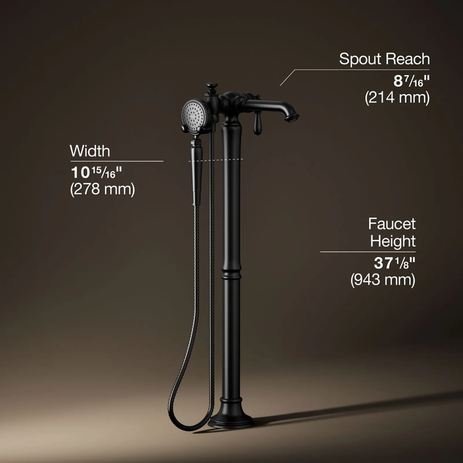 Floor-mount bath filler trim with handshower^Kohler Online