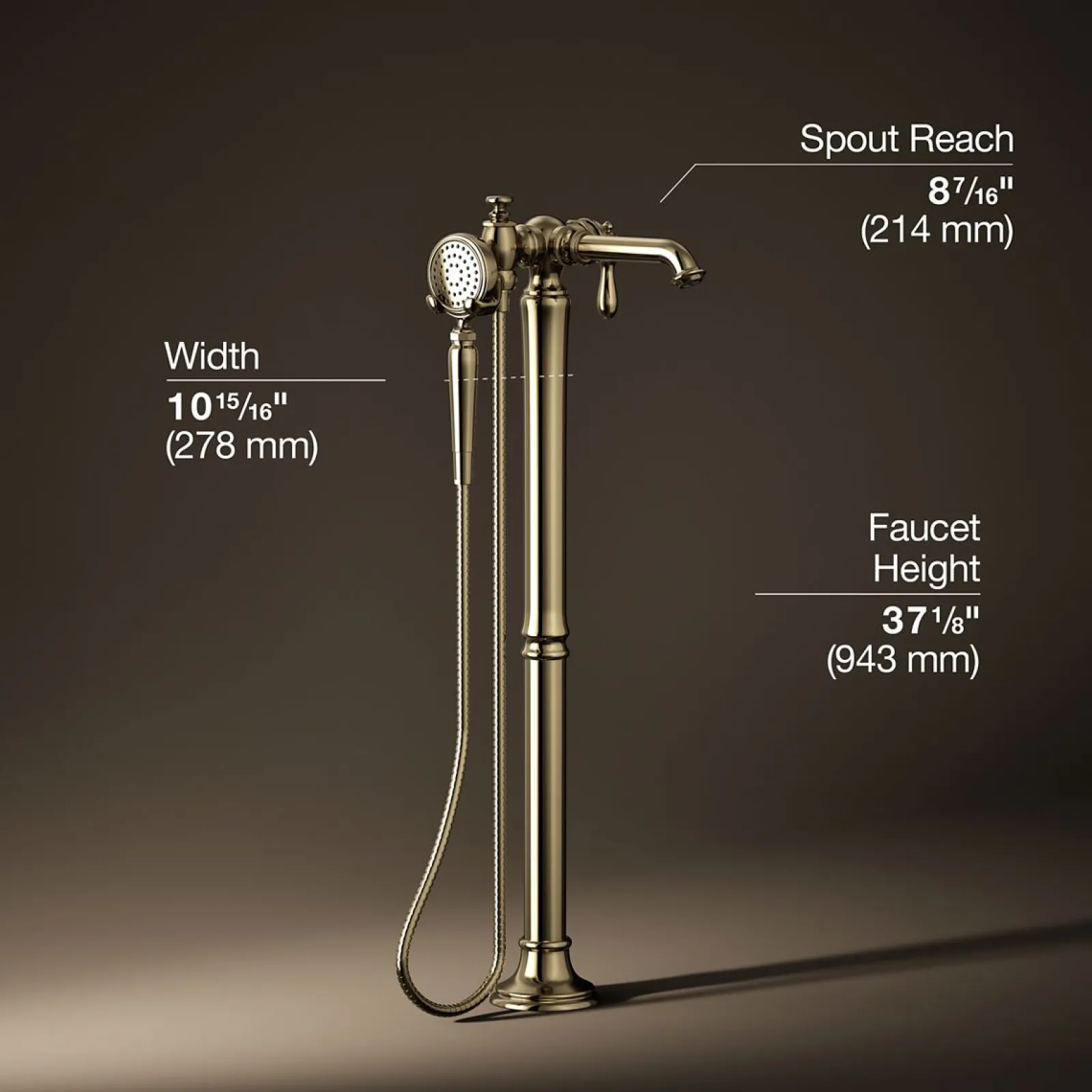 Floor-mount bath filler trim with handshower^Kohler Online