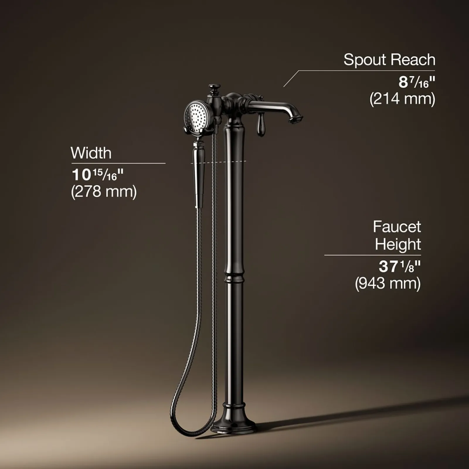 Floor-mount bath filler trim with handshower^Kohler Online