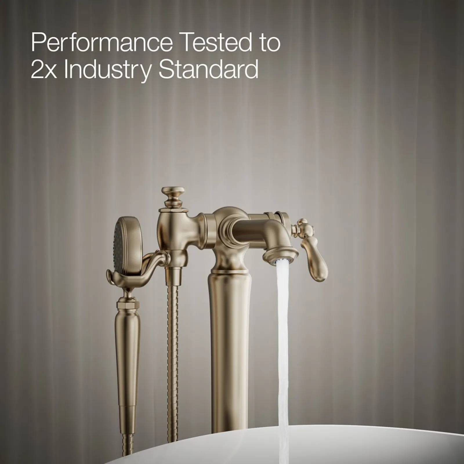 Floor-mount bath filler trim with handshower^Kohler Online