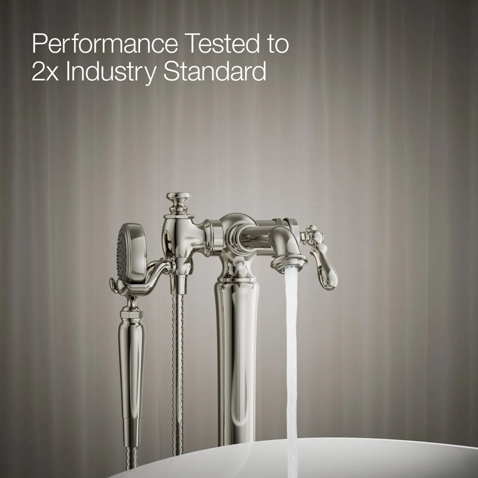 Floor-mount bath filler trim with handshower^Kohler Online