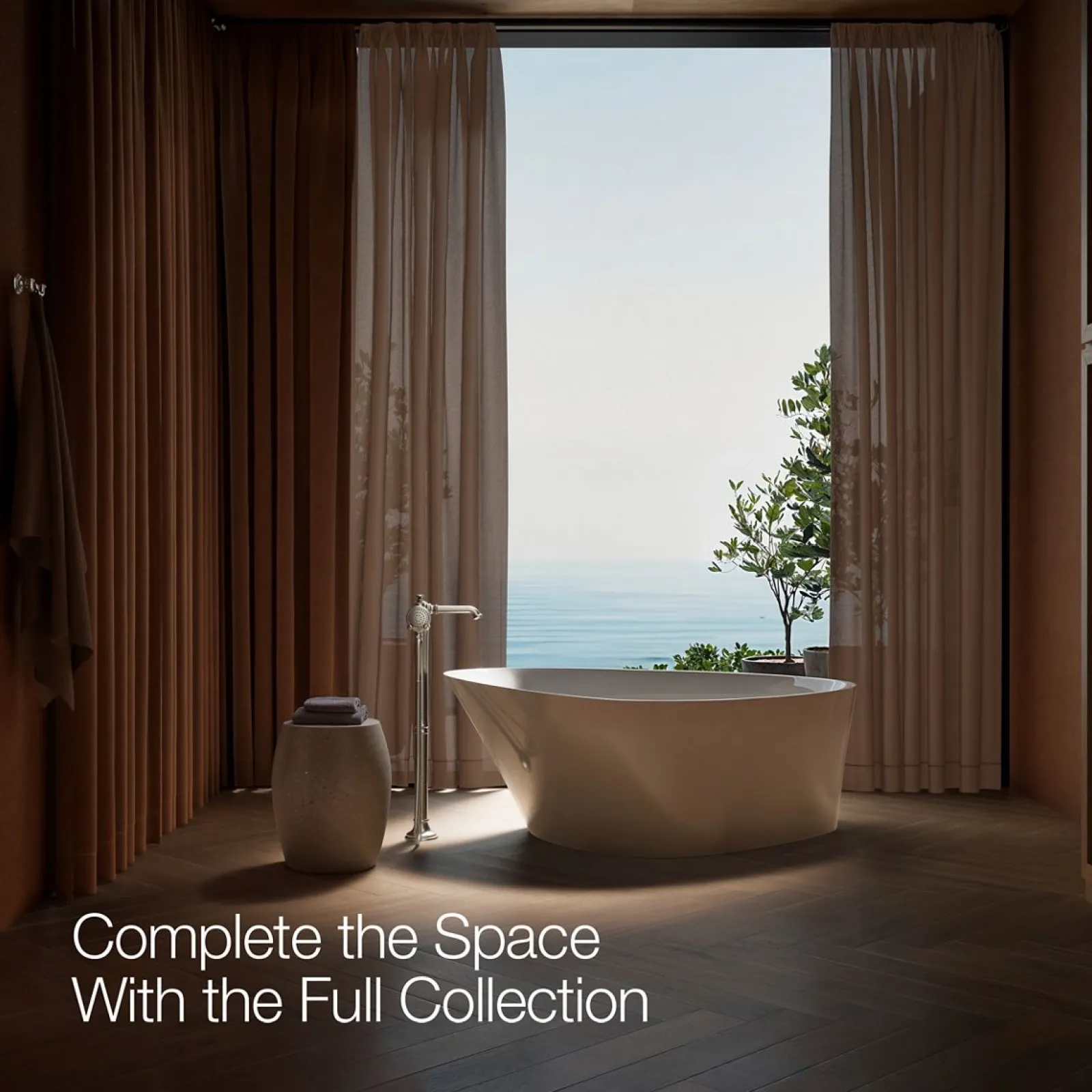 Floor-mount bath filler trim with handshower^Kohler Online