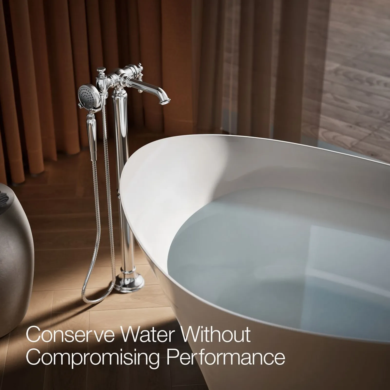 Floor-mount bath filler trim with handshower^Kohler Online