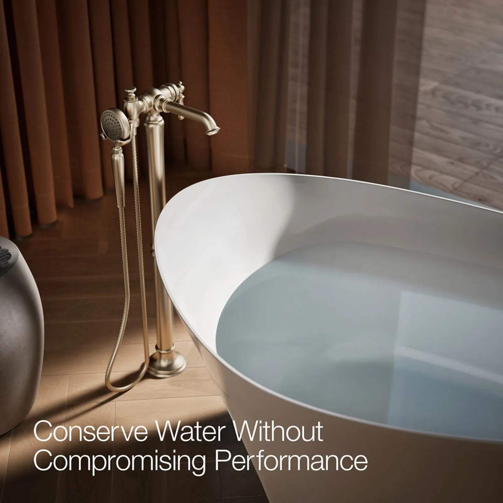 Floor-mount bath filler trim with handshower^Kohler Online