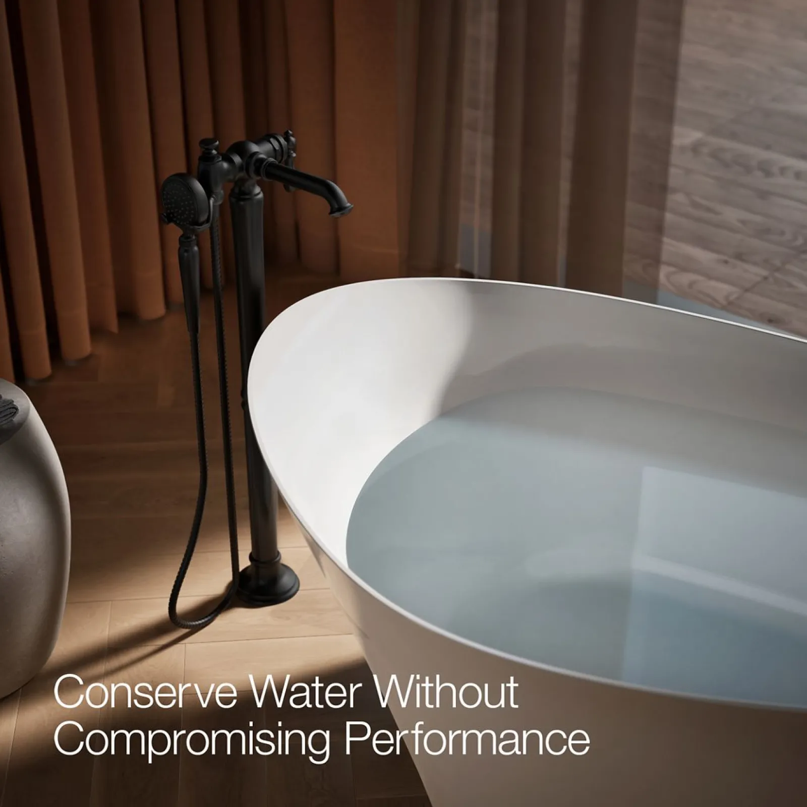 Floor-mount bath filler trim with handshower^Kohler Online