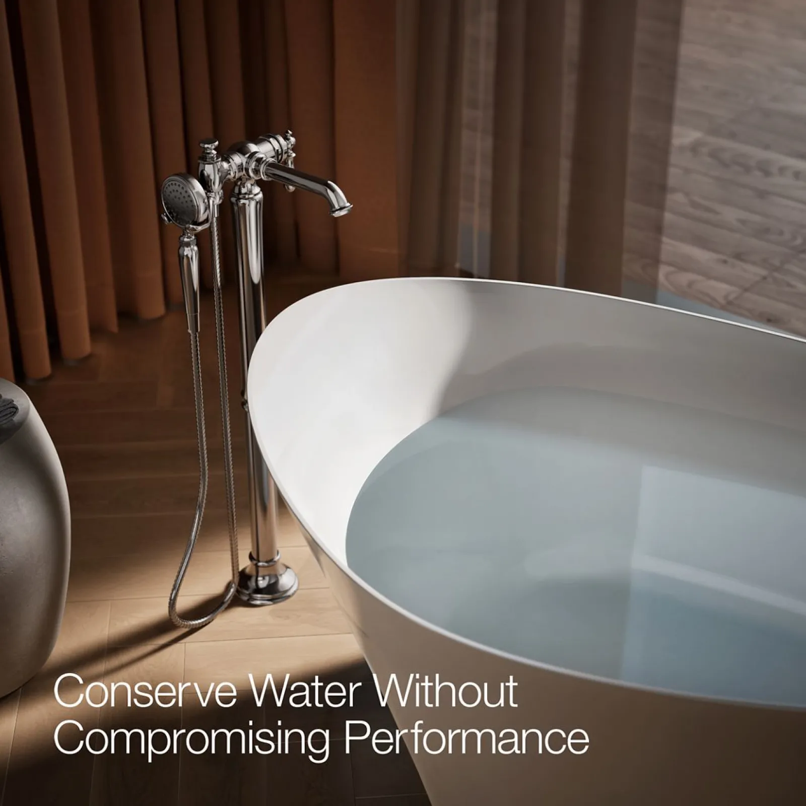 Floor-mount bath filler trim with handshower^Kohler Online
