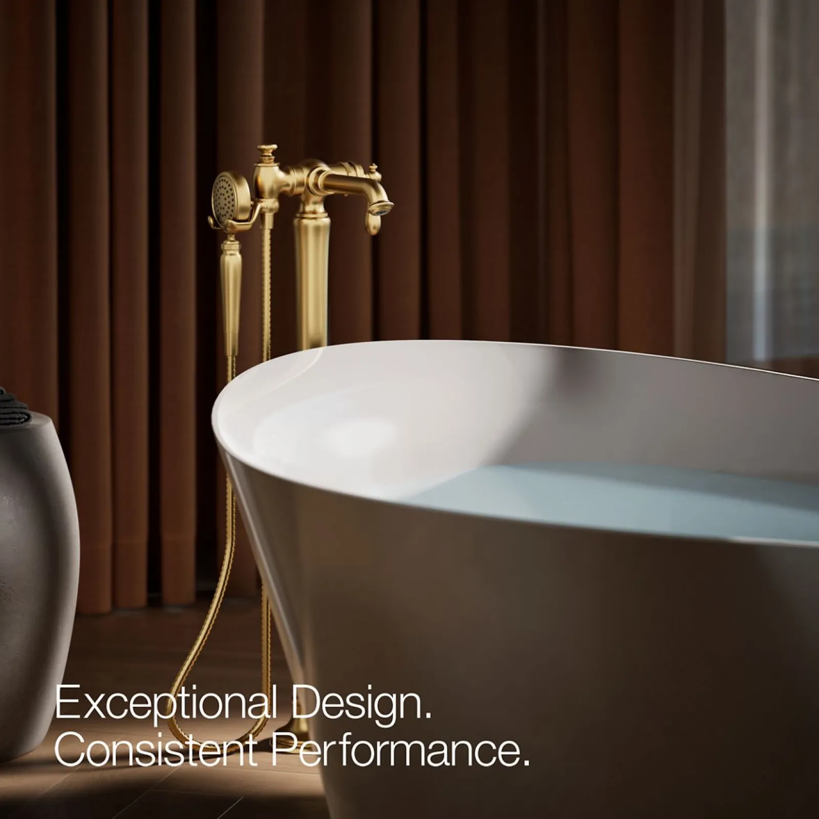 Floor-mount bath filler trim with handshower^Kohler Online