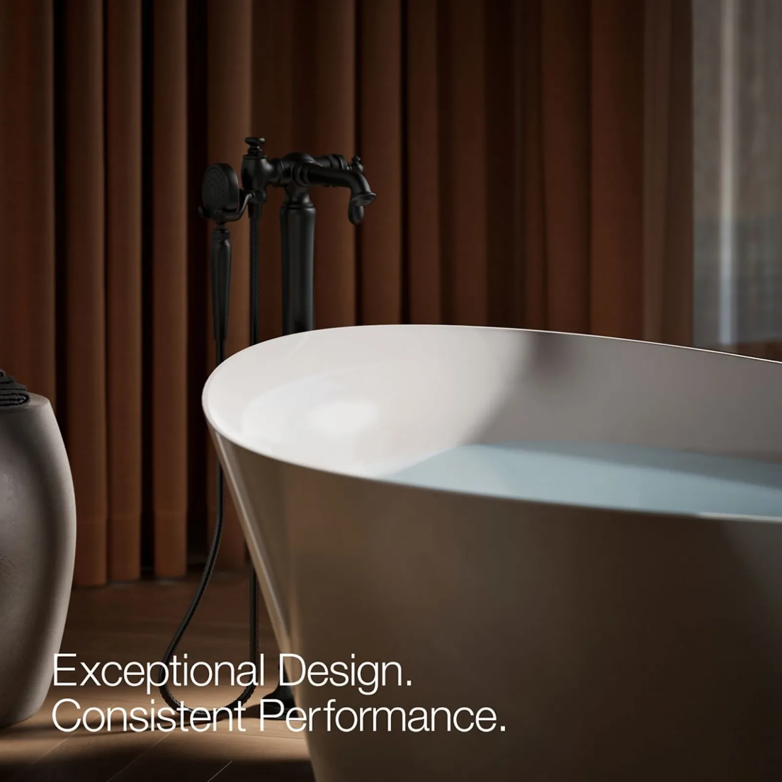 Floor-mount bath filler trim with handshower^Kohler Online