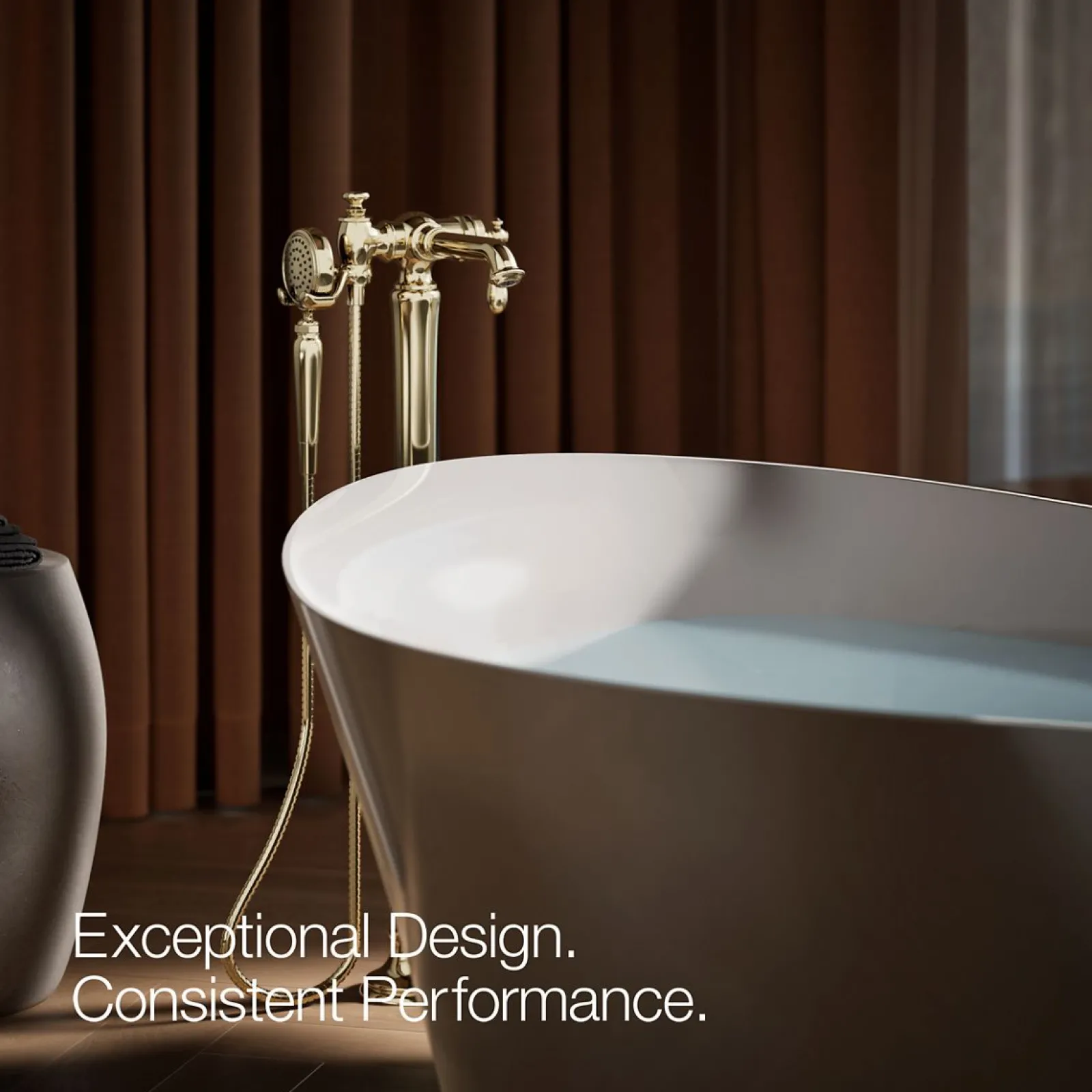 Floor-mount bath filler trim with handshower^Kohler Online