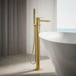 Floor-mount bath filler trim with handshower^Kohler Hot