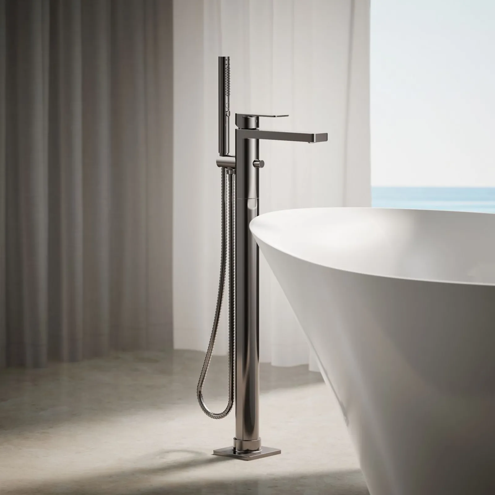 Floor-mount bath filler trim with handshower^Kohler Hot