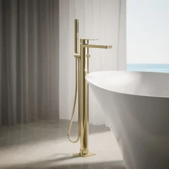 Floor-mount bath filler trim with handshower^Kohler Hot