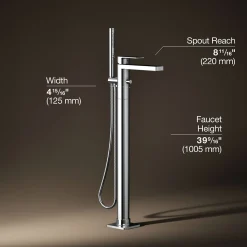 Floor-mount bath filler trim with handshower^Kohler Hot