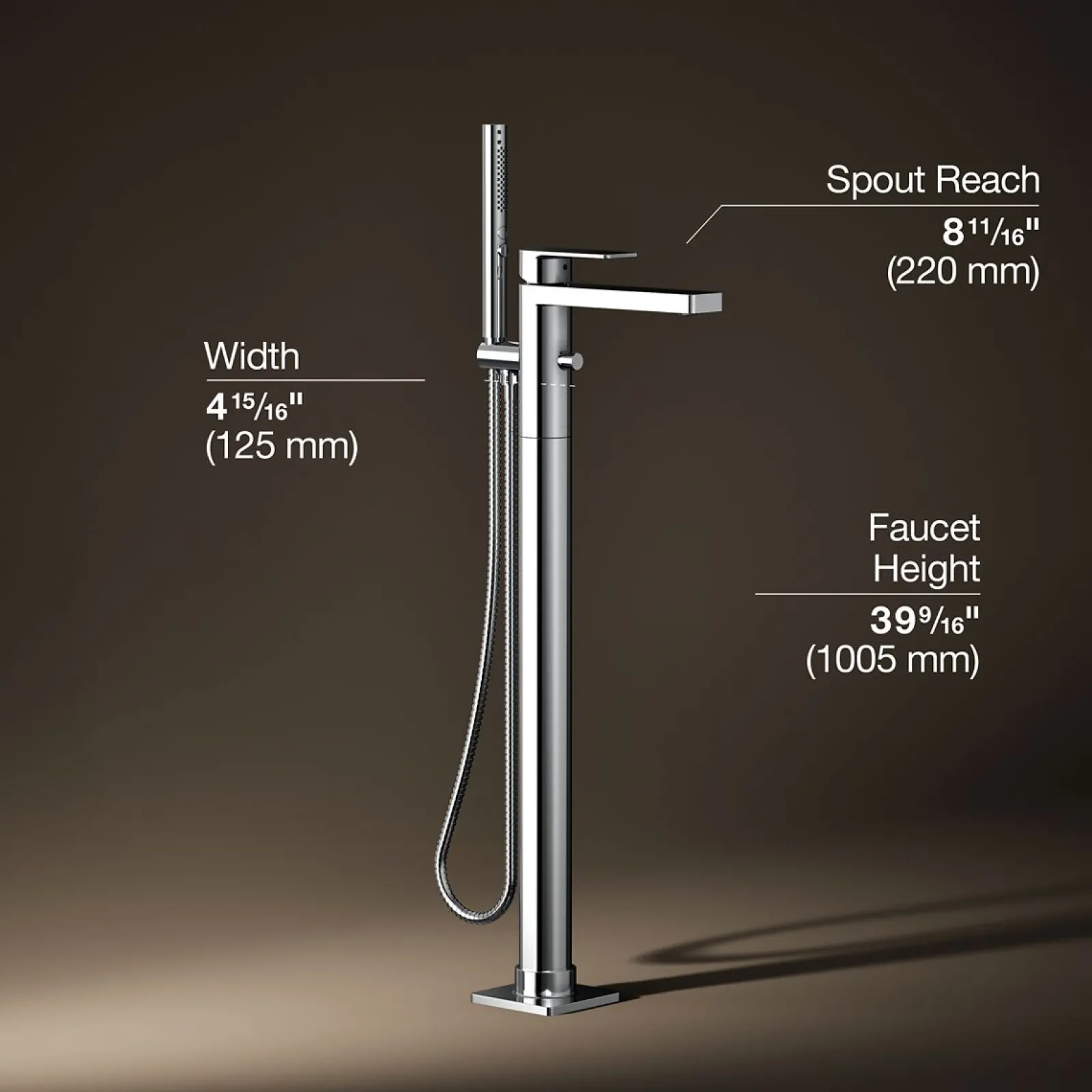 Floor-mount bath filler trim with handshower^Kohler Hot