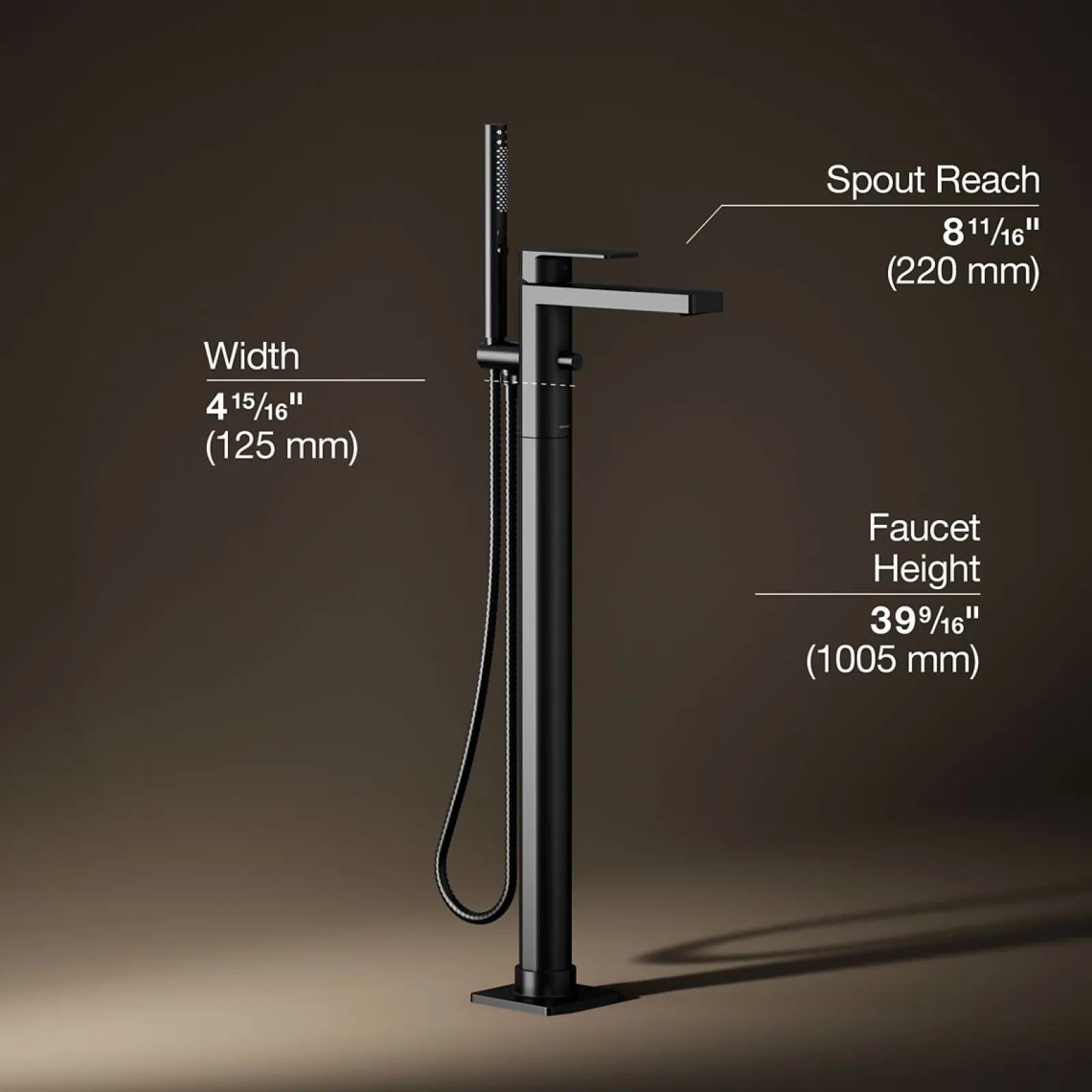 Floor-mount bath filler trim with handshower^Kohler Hot