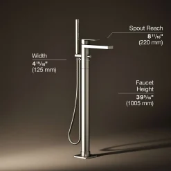 Floor-mount bath filler trim with handshower^Kohler Hot