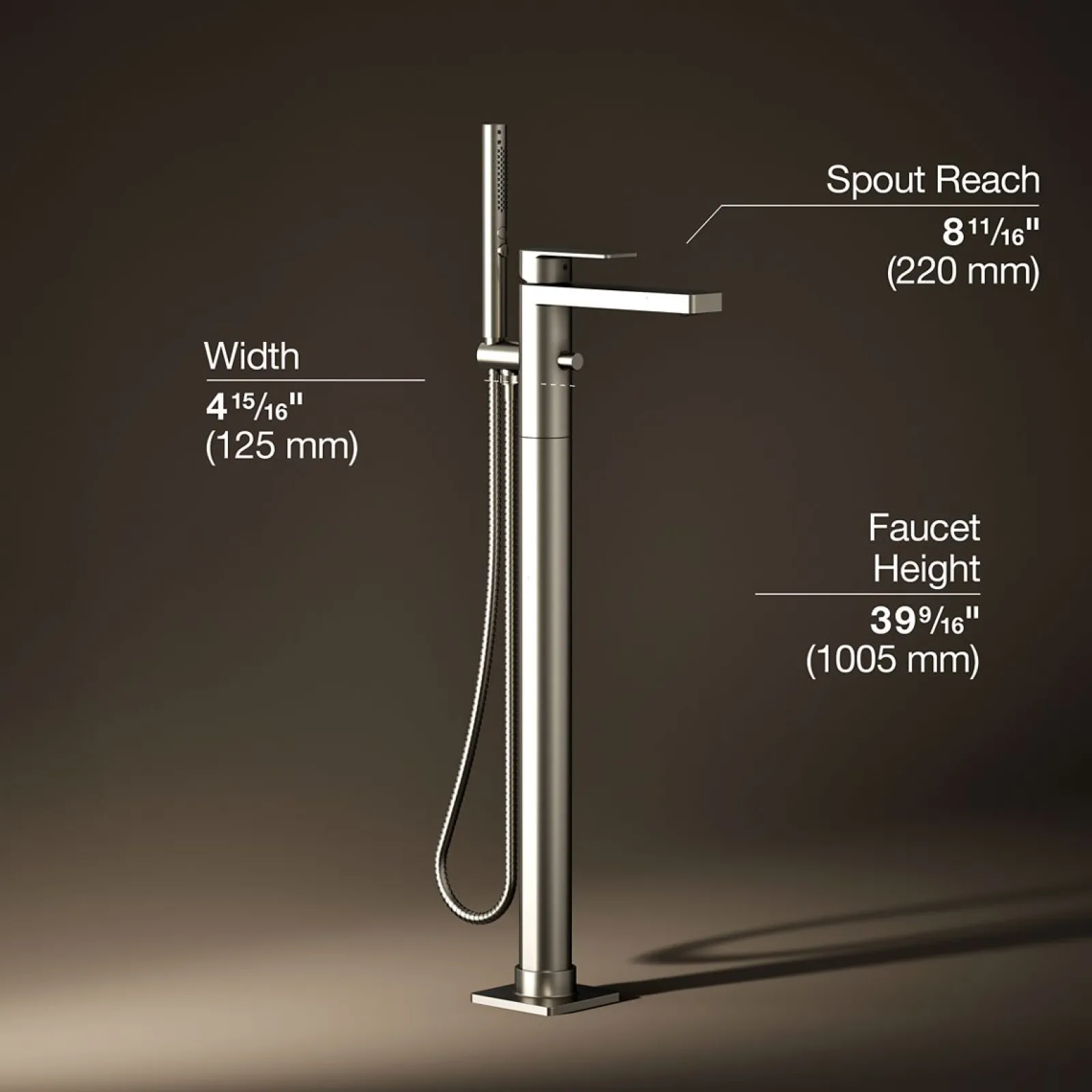 Floor-mount bath filler trim with handshower^Kohler Hot